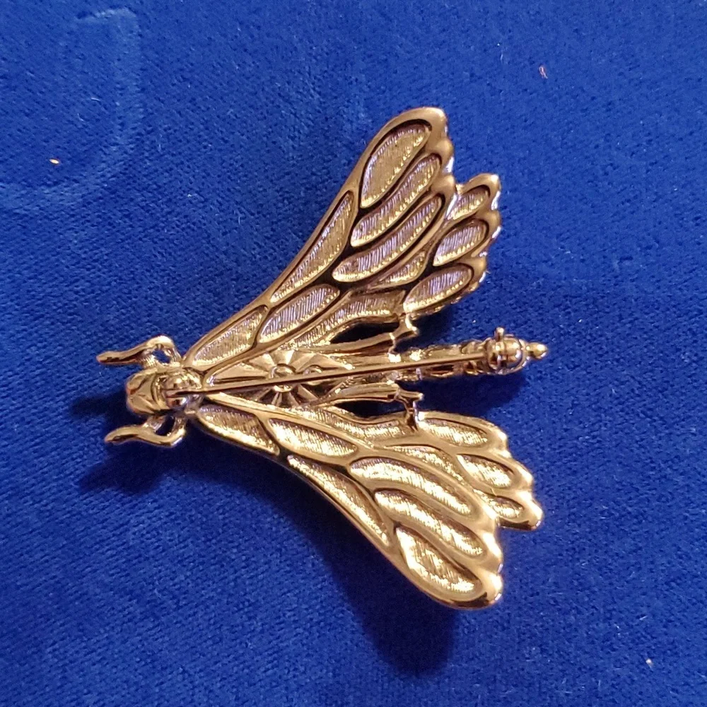 Rare Vintage Swarovski Crystal Art Deco Dragonfly Brooch Pin - Picture 5 of 8
